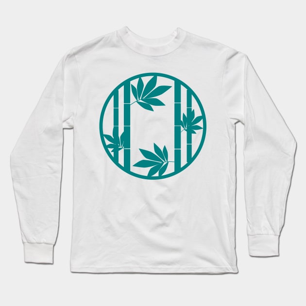 Teal Bamboo Forest Round Window Ring Long Sleeve T-Shirt by MetaCynth